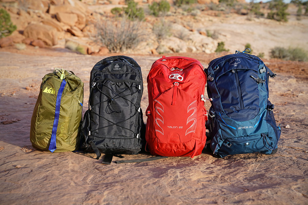 Backpacking packs with detachable daypacks for hiking