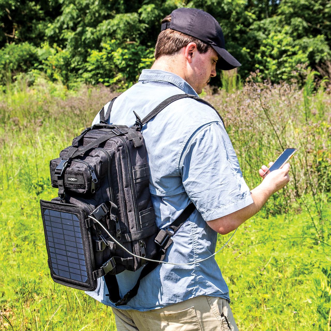 Solar panel hiking backpack for outdoor adventures